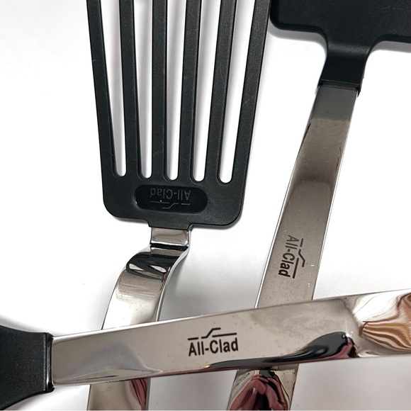 All-Clad Cooking Utensils Spatula Slotted Spoon Turner Stainless Steel Black - Picture 3 of 4